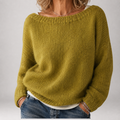Maglione da Donna in Maglia Morbida a Coste con Ampio Scollo a Barchetta | Pullover Caldo e Leggero con Spalle Scese, Polsini Lunghi e Taglio alla Vita