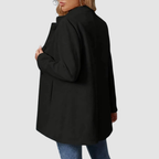 Giacca Sartoriale da Donna con Collo alla Coreana | Soprabito Elegante Monopetto con Bottoni Rivestiti