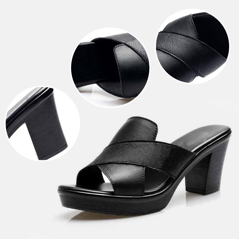 Sandali Sabot da Donna Ortopedici con Tacco a Blocco e Plateau | Ciabattine Eleganti Spuntate con Supporto per l'Arco Plantare