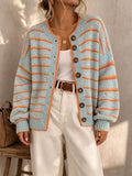 Cardigan Morbido in Maglia a Righe dal Taglio Rilassato