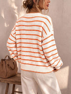 Cardigan Morbido in Maglia a Righe dal Taglio Rilassato