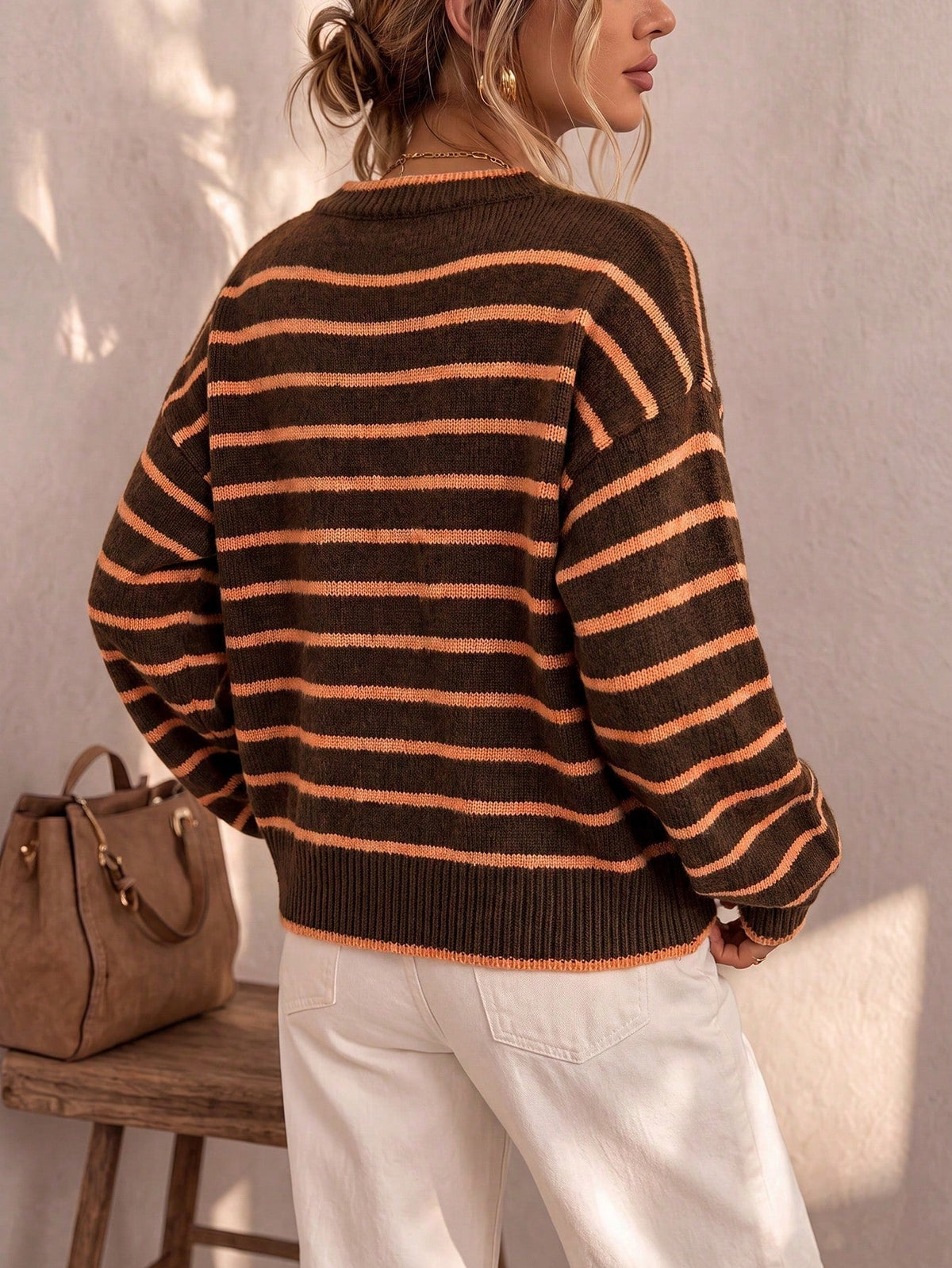 Cardigan Morbido in Maglia a Righe dal Taglio Rilassato
