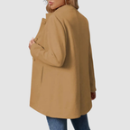 Giacca Sartoriale da Donna con Collo alla Coreana | Soprabito Elegante Monopetto con Bottoni Rivestiti