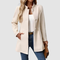 Giacca Sartoriale da Donna con Collo alla Coreana | Soprabito Elegante Monopetto con Bottoni Rivestiti