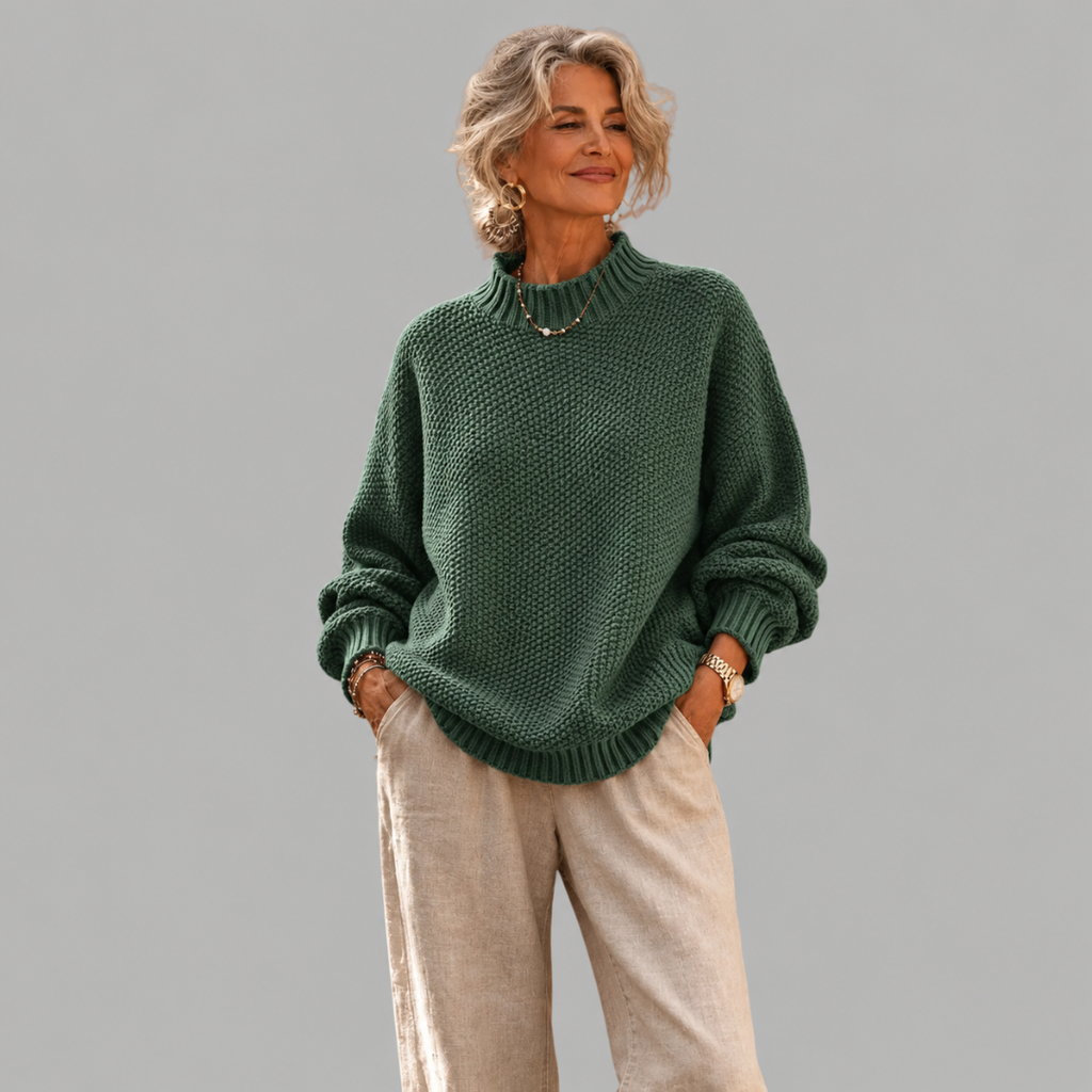 Maglione Morbido da Donna a Collo Alto Rialzato | Sweater Casual Caldo in Maglia Lavorata