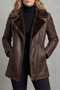 Giacca da Donna in Similpelle con Interno in Montone Shearling