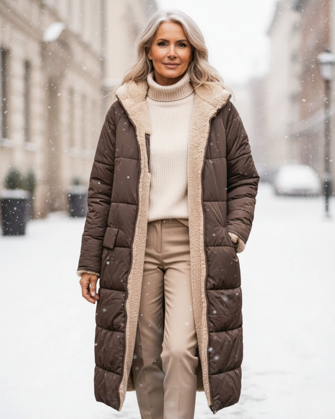 Cappotto Invernale Reversibile da Donna | Lungo e Caldo 2-in-1