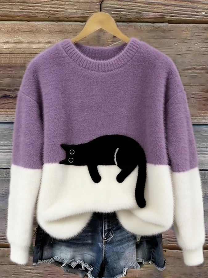Maglione a Righe Color-Block da Donna a Girocollo | Sweater Morbido a Maniche Lunghe in Maglia Lavorata