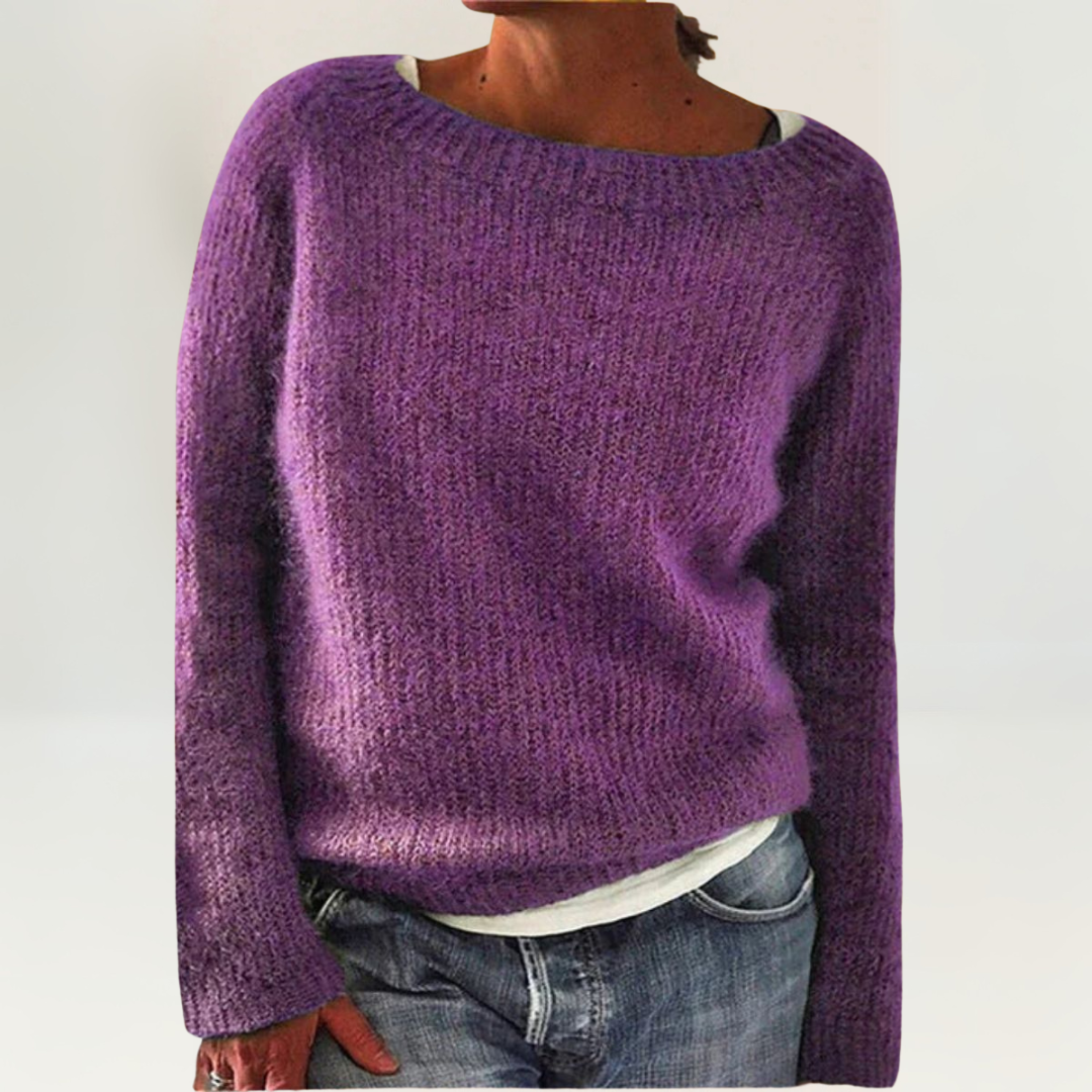 Maglione da Donna Morbido con Scollo a Barca | Pullover Invernale Caldo a Maniche Lunghe con Lavorazione Testurizzata