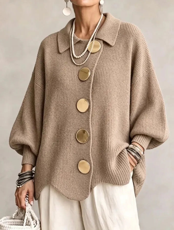 Elegante Cappotto Lungo a Trecce con Taglio Modellante