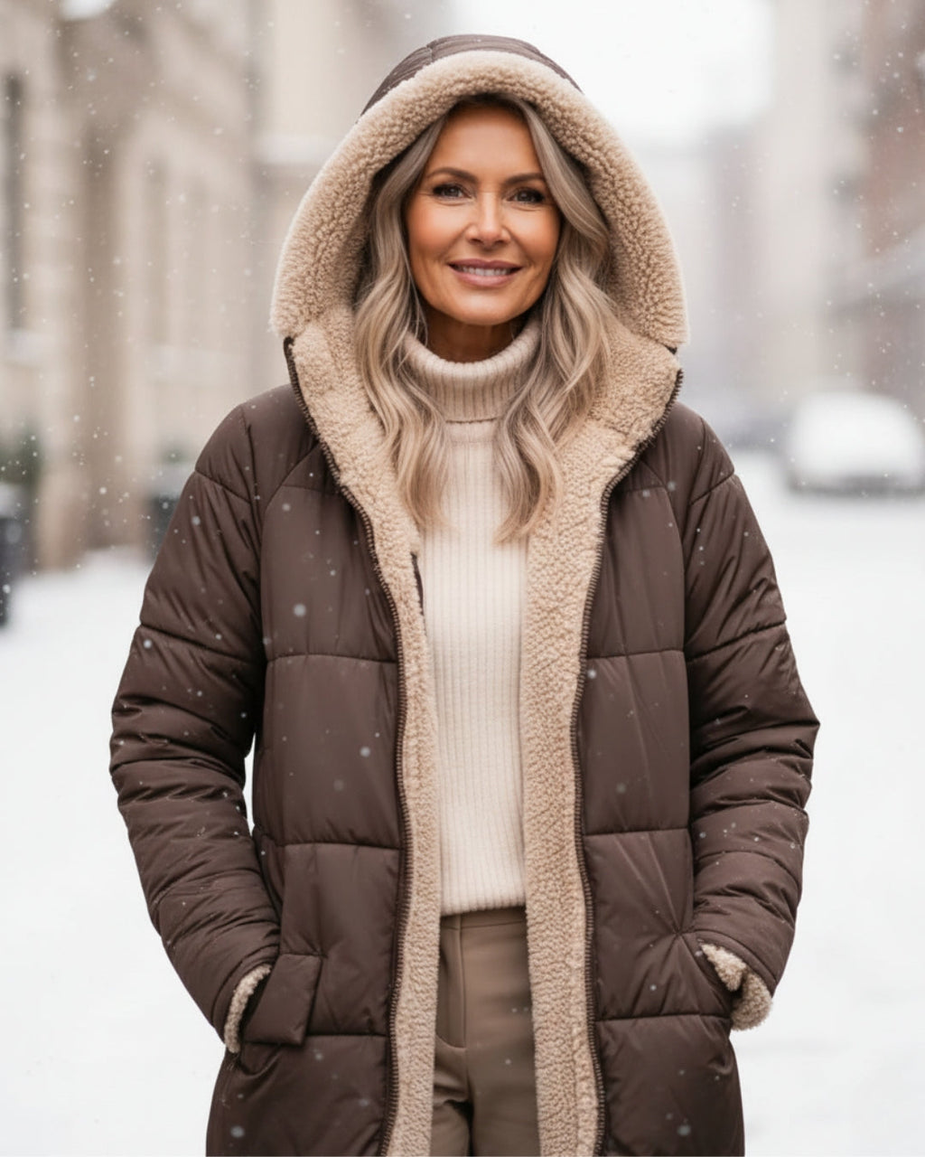 Cappotto Invernale Reversibile da Donna | Lungo e Caldo 2-in-1