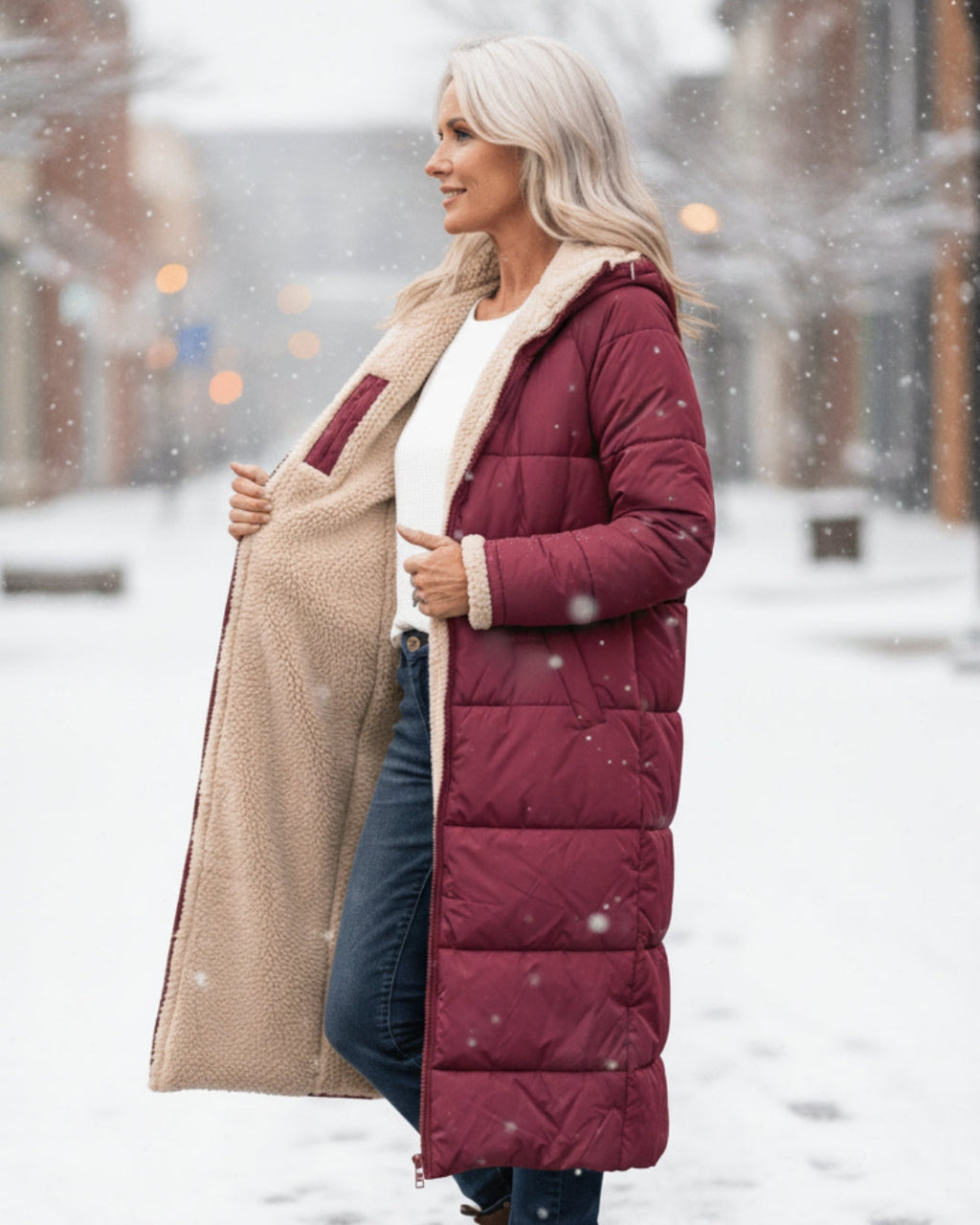 Cappotto Invernale Reversibile da Donna | Lungo e Caldo 2-in-1