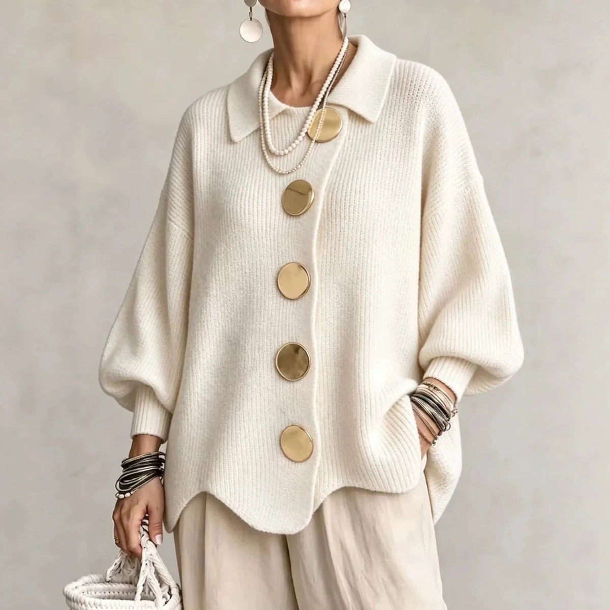 Elegante Cappotto Lungo a Trecce con Taglio Modellante