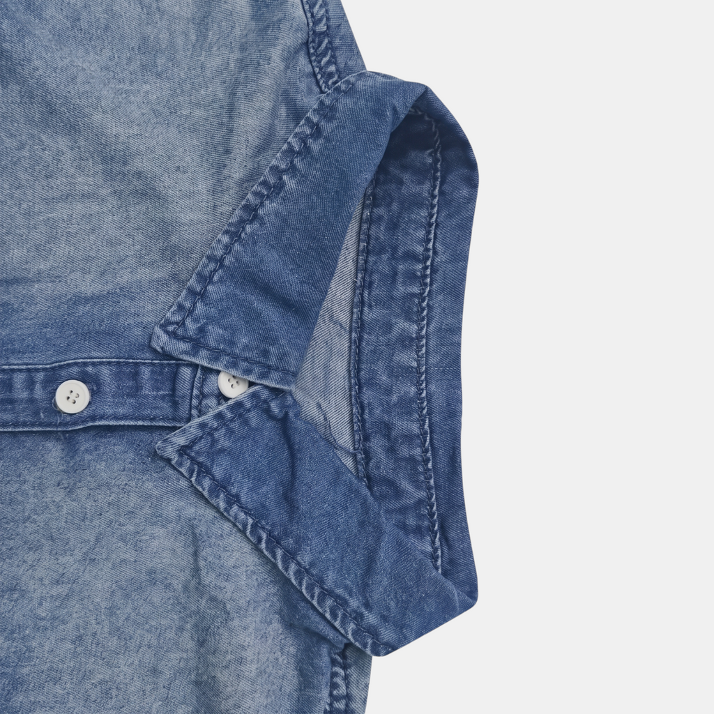 Tuta Intera Donna in Denim Lavato a Gamba Larga con Bottoni