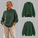 Maglione Morbido da Donna a Collo Alto Rialzato | Sweater Casual Caldo in Maglia Lavorata