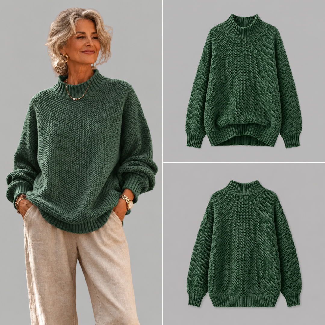 Maglione Morbido da Donna a Collo Alto Rialzato | Sweater Casual Caldo in Maglia Lavorata