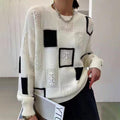 Maglione da Donna a Girocollo a Rombi Geometrici | Sweater Morbido in Maglia Lavorata