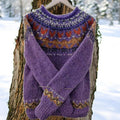 Maglione da Donna Girocollo in Maglia Jacquard Vintage | Pullover Invernale Morbido con Dettagli Geometrici Nordici