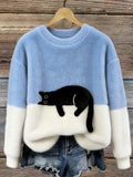 Maglione a Righe Color-Block da Donna a Girocollo | Sweater Morbido a Maniche Lunghe in Maglia Lavorata