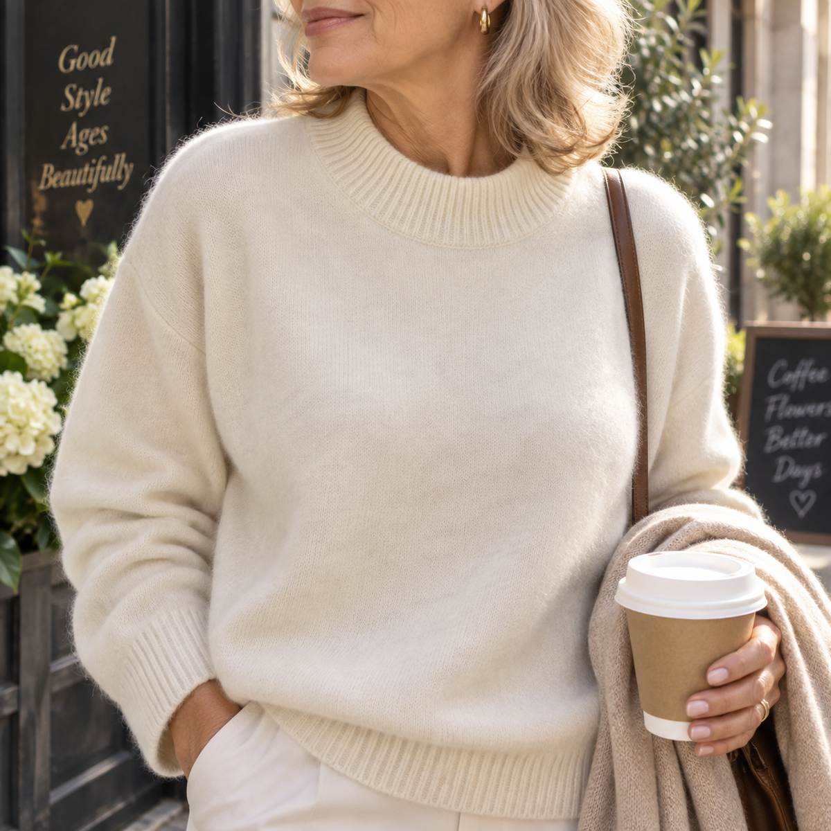 Maglione in Misto Cashmere a Collo Lupetto da Donna