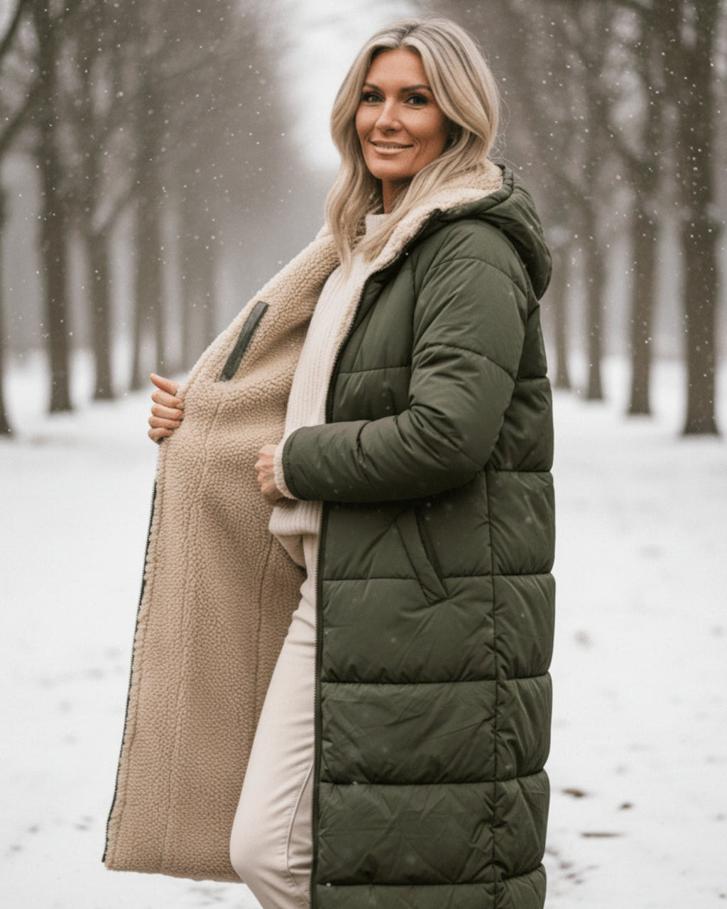 Cappotto Invernale Reversibile da Donna | Lungo e Caldo 2-in-1