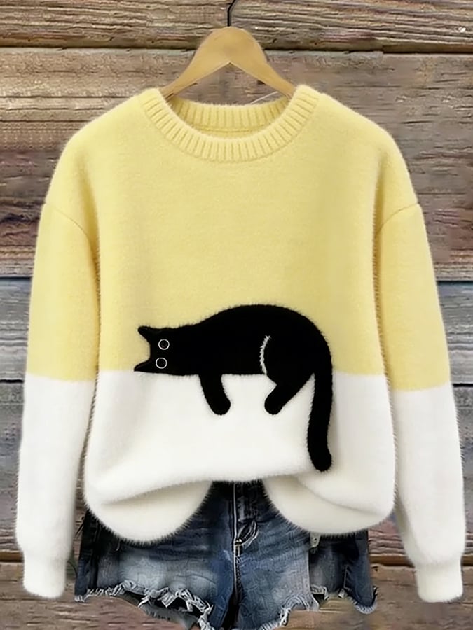 Maglione a Righe Color-Block da Donna a Girocollo | Sweater Morbido a Maniche Lunghe in Maglia Lavorata
