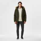 Parka con Cappuccio in Pelliccia Sintetica da Uomo