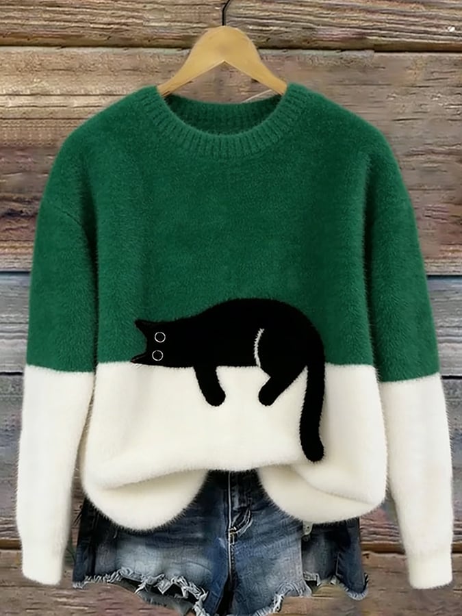 Maglione a Righe Color-Block da Donna a Girocollo | Sweater Morbido a Maniche Lunghe in Maglia Lavorata