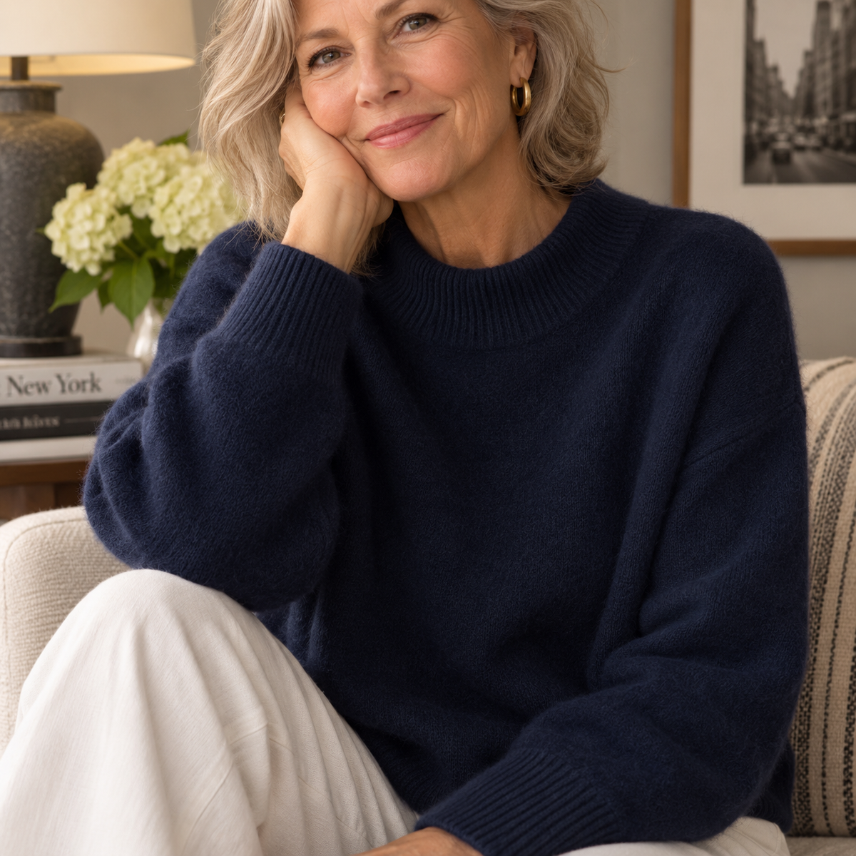Maglione in Misto Cashmere a Collo Lupetto da Donna