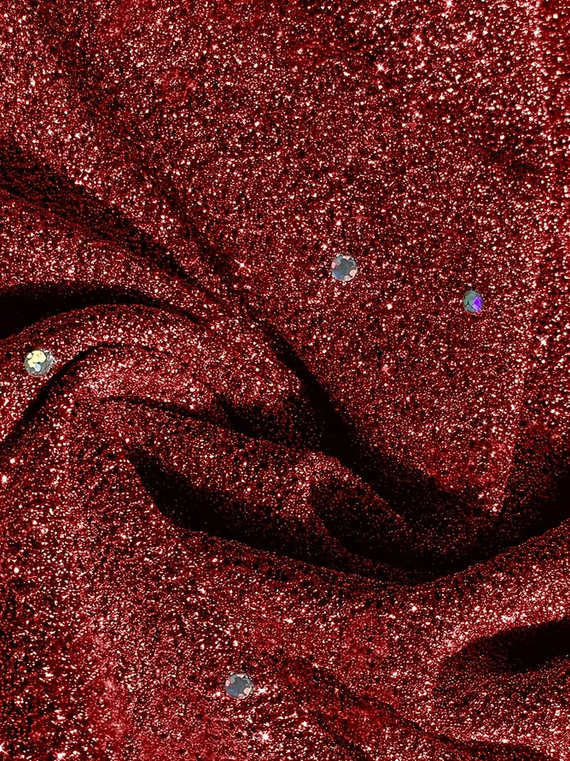 Abito Elegante Midi da Donna con Scollo a V e Lustrini Brillanti | Vestito da Sera Luccicante a Maniche Lunghe
