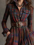 Abito a Camicia da Donna con Cintura | Chemisier Midi Elegante