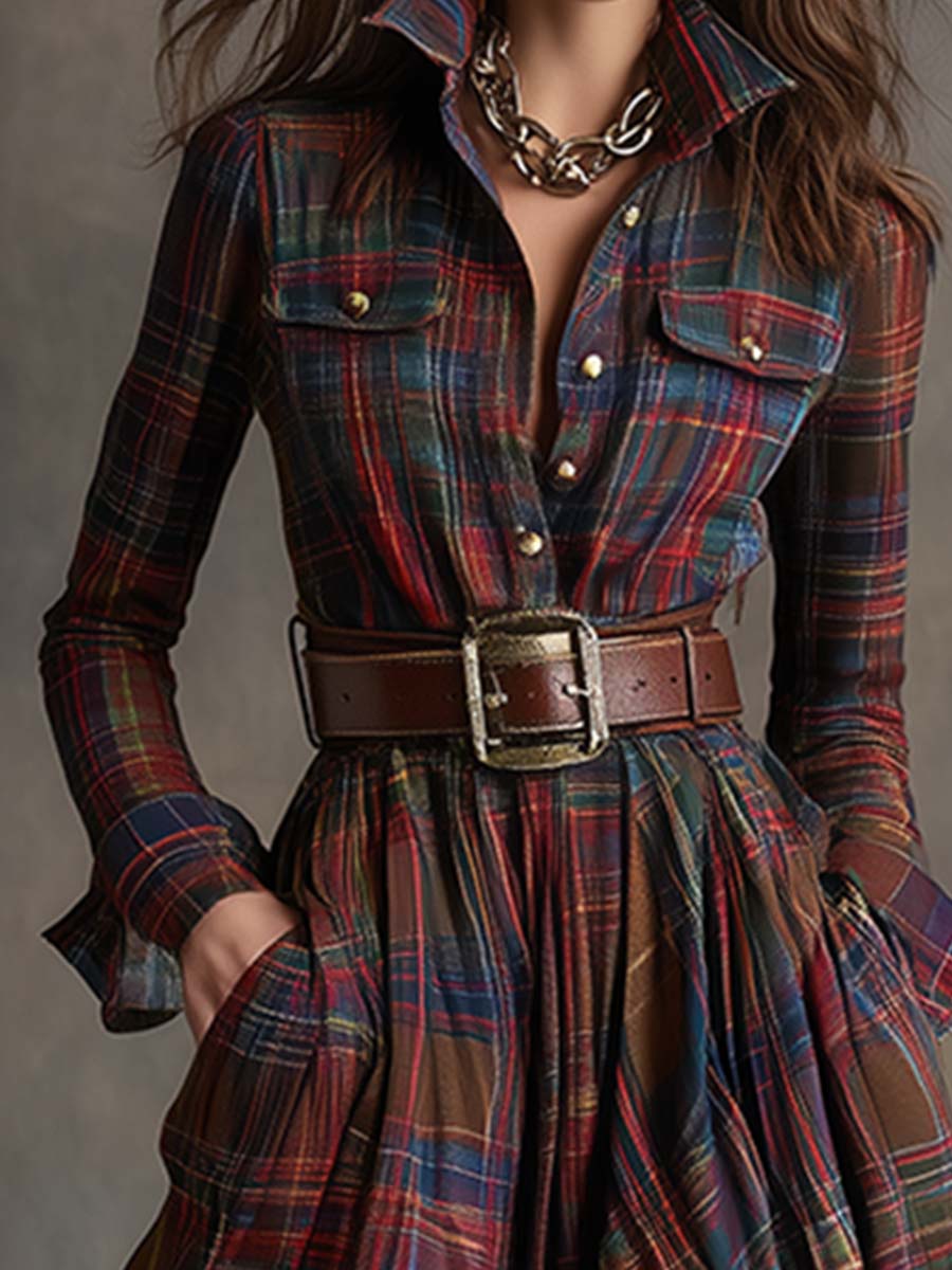 Abito a Camicia da Donna con Cintura | Chemisier Midi Elegante