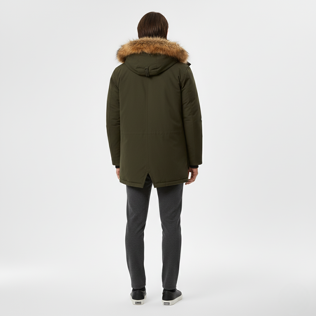 Parka con Cappuccio in Pelliccia Sintetica da Uomo