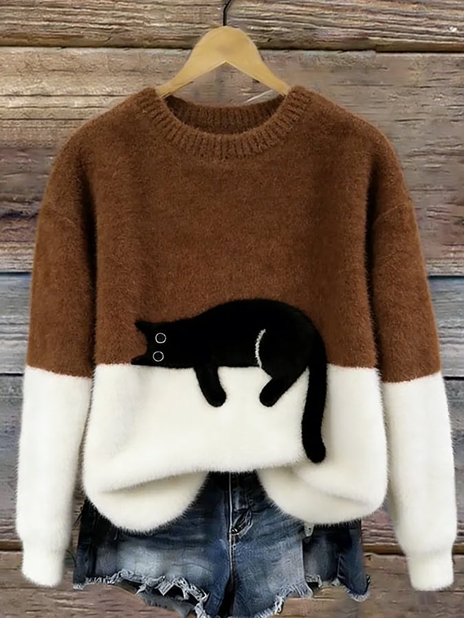 Maglione a Righe Color-Block da Donna a Girocollo | Sweater Morbido a Maniche Lunghe in Maglia Lavorata