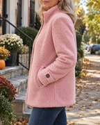 Giacca Casual da Donna con Collo Alto e Zip Intera – Giubbotto Morbido Autunno/Inverno con Tasche