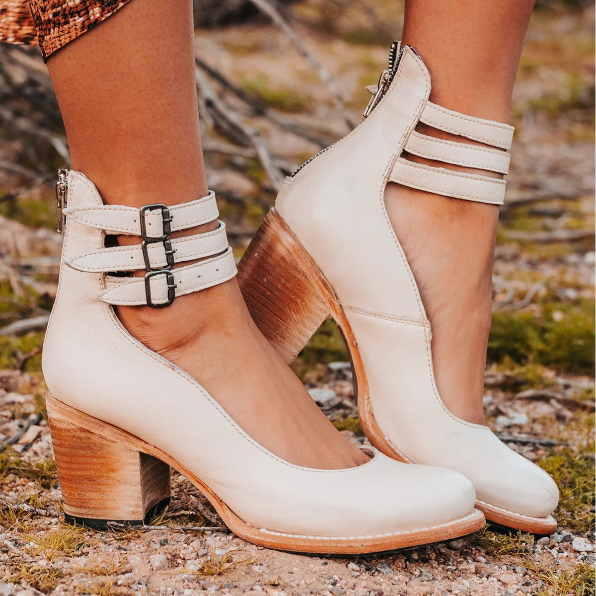 Scarpe Décolleté con Tacco Largo da Donna e Cinturini alla Caviglia con Fibbie | Scarpe Vintage a Tacco Medio Comode