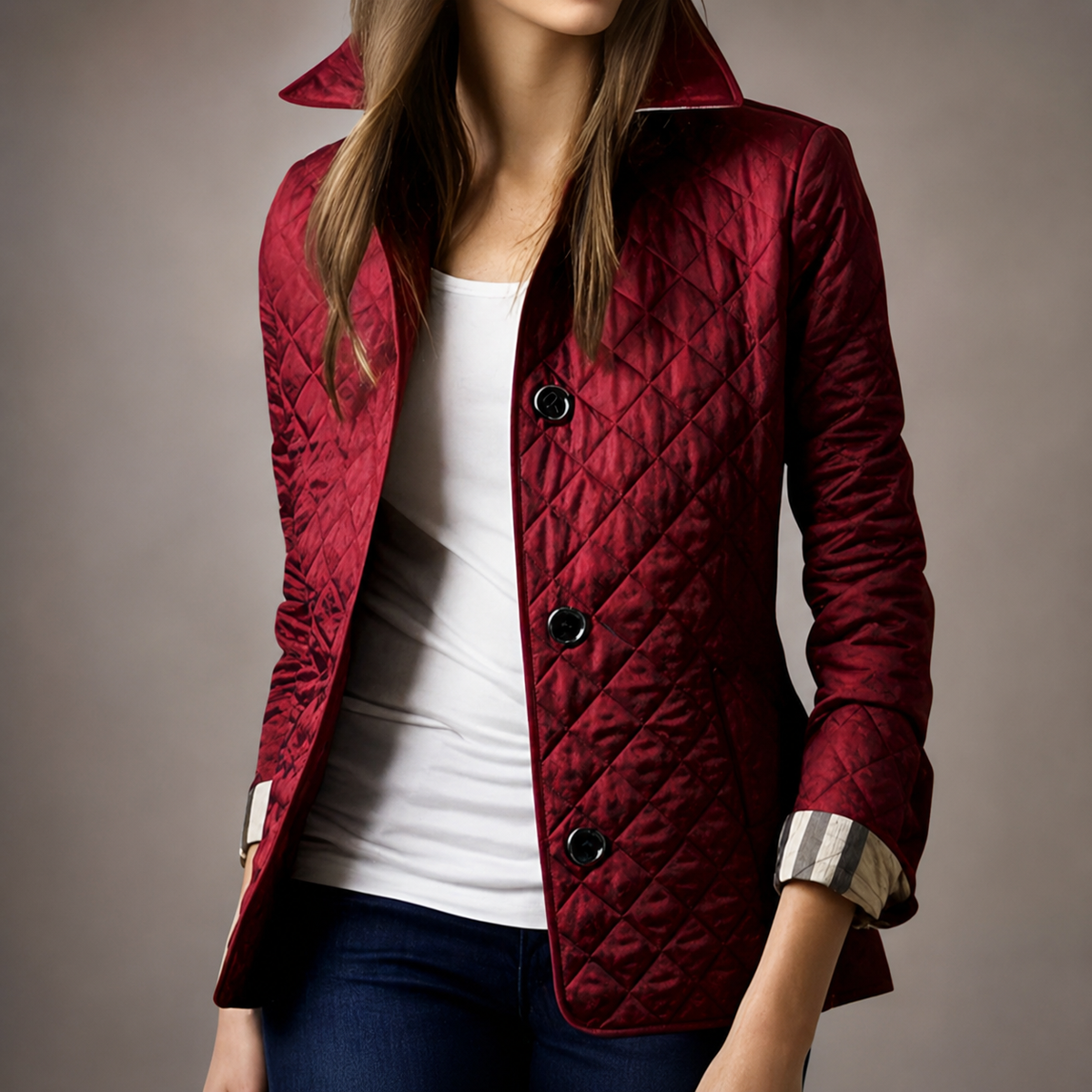 Giacca Autunnale Elegante da Donna | Giaccone Casual con Collo a Revers e Bottoni