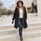 Cappotto Invernale da Donna con Cappuccio e Fodera in Sherpa | Giaccone Caldo con Zip Frontale e Tasche Laterali