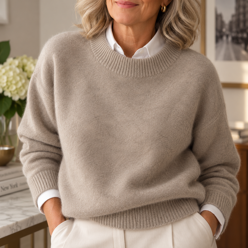 Maglione in Misto Cashmere a Collo Lupetto da Donna
