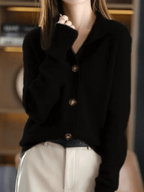 Cardigan da Donna in Maglia Calda con Bottoni | Giacca in Maglieria a Maniche Lunghe con Colletto