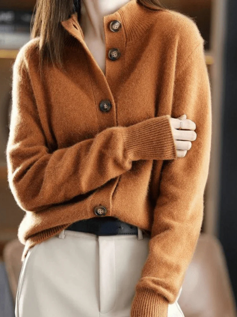 Cardigan da Donna in Maglia Calda con Bottoni | Giacca in Maglieria a Maniche Lunghe con Colletto