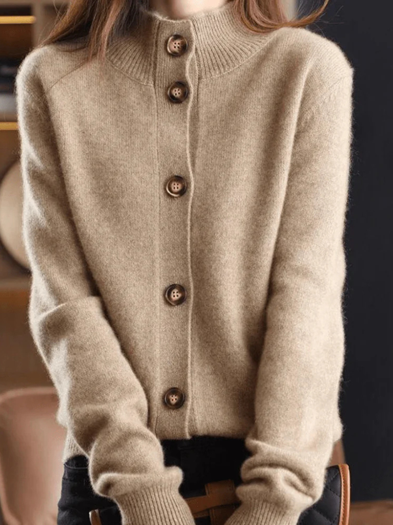 Cardigan da Donna in Maglia Calda con Bottoni | Giacca in Maglieria a Maniche Lunghe con Colletto