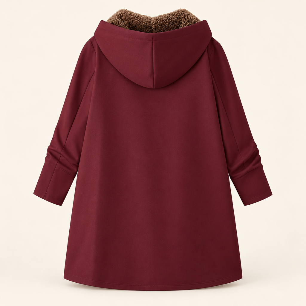 Cappotto Invernale da Donna con Cappuccio e Fodera in Sherpa | Giaccone Caldo con Zip Frontale e Tasche Laterali