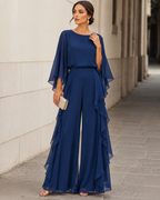 Completo Due Pezzi da Donna Elegante con Top a Mantella e Gonna a Balze | Set Cerimonia Raffinato