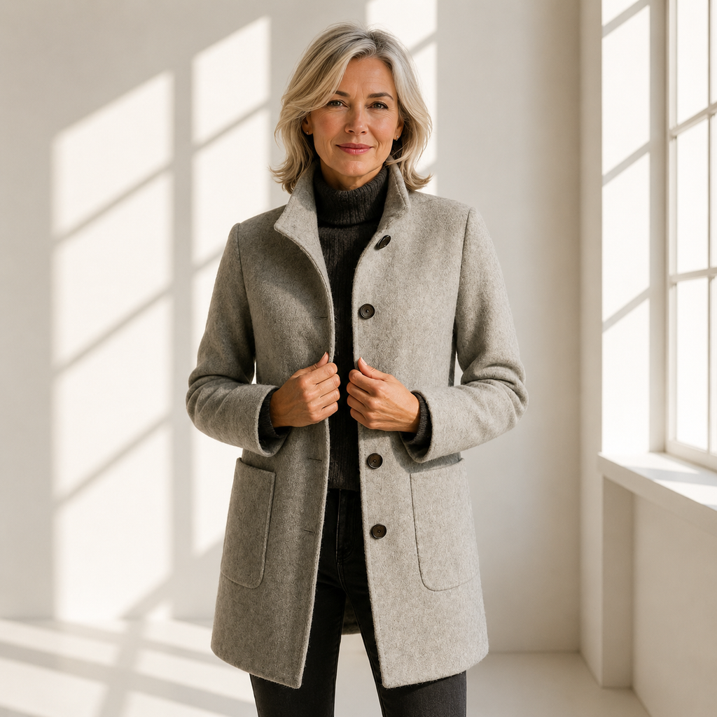 Cappotto Sartoriale da Donna con Bottoni Frontali | Soprabito Elegante a Media Lunghezza
