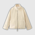 Giacca in Caldo Pile Teddy da Donna con Collo Alto e Zip a Doppio Cursore | Giubbotto Morbido Oversize con Spalle Scese e Grandi Tasche Anteriori