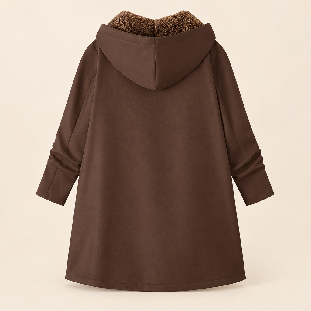 Cappotto Invernale da Donna con Cappuccio e Fodera in Sherpa | Giaccone Caldo con Zip Frontale e Tasche Laterali