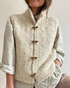 Gilet da Donna Smanicato in Maglia a Trecce con Bottoni a Olivetta | Cardigan Corto Caldo con Collo Alto