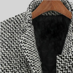 Cappotto Sartoriale da Donna in Tweed Testurizzato Sale e Pepe con Revers Classici | Soprabito Monopetto al Ginocchio con Bottone Singolo, Fodera Interna e Tasche a Filetto