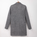 Cappotto Sartoriale da Donna in Tweed Testurizzato Sale e Pepe con Revers Classici | Soprabito Monopetto al Ginocchio con Bottone Singolo, Fodera Interna e Tasche a Filetto